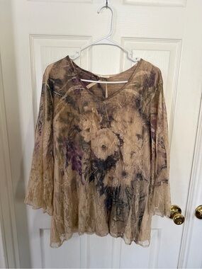 Brittany Black beige & gray lace blouse Y2K
